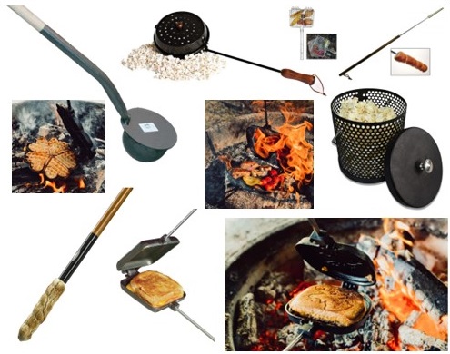 Popcornpopper, toastjern, snobrødspinde mv.