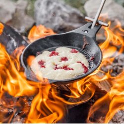 Petromax Pandekagepande / ministegepande i stbejern m. teleskophndtag - fp17