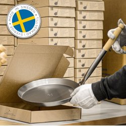 Stabilotherm J�gerstegepande med foldebart tr�h�ndtag - St�rre version � 28 cm.