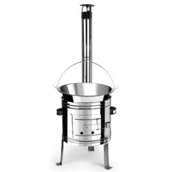 Grydekomfur i rustfast stl - 36 cm. - inkl. blgryde og lg