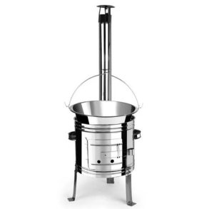 Grydekomfur i rustfast stl - 36 cm. - inkl. blgryde og lg