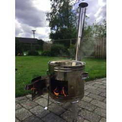 Grydekomfur i rustfast stl - 36 cm. - inkl. blgryde og lg