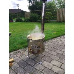 Grydekomfur i rustfast stl - 36 cm. - inkl. blgryde og lg